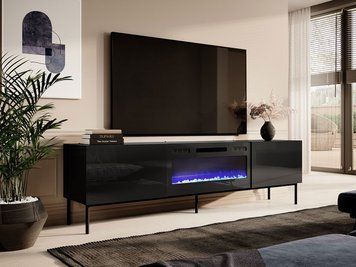Тумба Koda 200 черная на черных металлических ножках 59060 фото