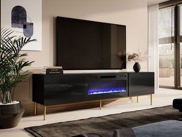Тумба Koda 200 черная на золотых металлических ножках 59061 фото