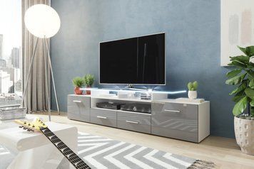 Тумба под телевизор Cassandra белый / серый с подсветкой 59126 фото